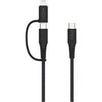 FIXED Câble USB-C vers USB-C + adaptateur Lightning 60W, PD, MFi, 2m, Cable 2w1, noir
