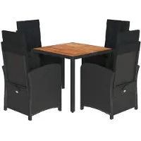 Syfax Ensemble à manger de jardin coussins 5pcs Noir Résine tressée