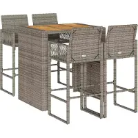 Syfax Ensemble de bar de jardin 5 pcs sans coussins gris poly rotin