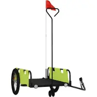 Syfax Remorque de vélo vert et noir tissu oxford et fer