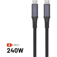 FIXED Câble USB-C vers USB-C, 240W, 2m, Media Cable, noir