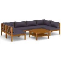 Syfax Salon de jardin 7 pcs avec coussin Bois d'acacia solide
