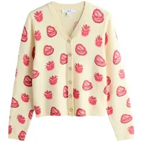Next Cardigan jaune clair / rose / canneberge