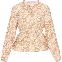 Usha Chemisier camel / blanc naturel