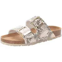 Tamaris Mules pour femme à deux brides, motif animalier, semelle intérieure en cuir, 1-27523-46, pointure : 42 EU, couleur : beige