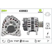 Valeo Alternateur 14 V 120 A Ø 57 mm pour, entre autres, RENAULT CLIO