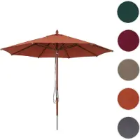 Mendler Parasol De Restaurant Hwc-C57b, Parasol De Jardin, Polyester/Bois 14 Kg, Rond Ø 3 M, Câble De Traction Résistant Aux Chocs Terre Cuite