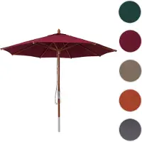 Mendler Parasol De Restaurant Hwc-C57b, Parasol De Jardin, Polyester/Bois 14 Kg, Rond Ø 3 M, Câble De Traction Résistant Aux Chocs Bordeaux
