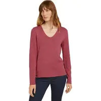 Tom Tailor Front Logo Coin V Neck Sweater Rose 2XL Femme