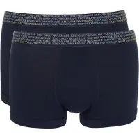Emporio Armani All Over Logo Elastic Trunk Boxers 2 Units Bleu L Homme