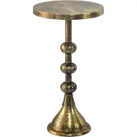 Wohnling Table d'appoint Aluminium Or 30 cm Table d'appoint ronde Métal Table décorative orientale Table de salon Table basse en aluminium Table basse orientale Fait main