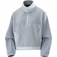 Salomon - Polaire de randonnée à col zippé - Chroma Fleece Crop HZ W Trade Winds Pear Blue pour Femme - Taille S - Gris