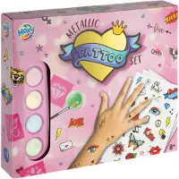 Moxy Metallic Tattoo Set Inkl. Schablonen, Metallic Tattoos, Steine, Kleber, Pinsel