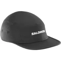 Salomon - Casquette à visière plate en coton pour un port quotidien - Logo 5 Panel Deep Black en Coton - Taille S/M - Noir
