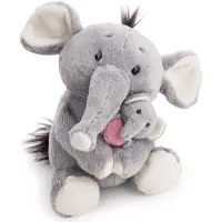 Nici Peluche éléphant avec son petit GREEN