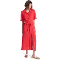 Roxy Island Escape Solid Short Sleeve Long Dress Rouge M Femme