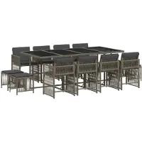 vidaXL Ensemble de jardin 13 pièces avec coussins Gris Poly rotin