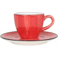 Bonna Aura Passion - Tasses à espresso et soucoupes - 80 cc - Porcelaine - Lot de 6