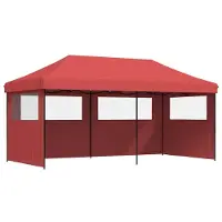 vidaXL Tente de réception pliable Pop-Up avec 3 panneaux latéraux rouge bourgogne