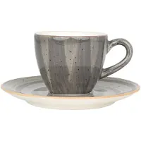 Bonna Aura Space - Tasses à espresso et soucoupes - 80 cc - Porcelaine - Lot de 6