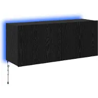 vidaXL Meuble TV avec éclairage LED, aspect chêne noir, 100 x 35 x 41 cm