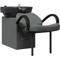 vidaXL Chaise de salon de coiffure gris foncé et noir 136 x 60 x 92 cm Tissu