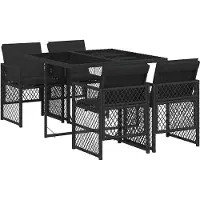 vidaXL Ensemble de jardin 5 pièces avec coussins Noir Poly Rattan