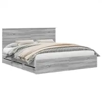 vidaXL Cadre de lit gris Sonoma 200 x 200 cm Bois d'ingénierie
