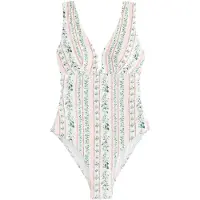 Next Maillot de bain modelant vert / vert foncé / rose / blanc