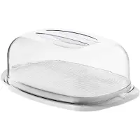 Rotho Cloche à fromage Fresh - Plateau de service 29,0 x 17,0 x 10,5 cm - Plateau à fromage avec couvercle - Cloche hermétique - Boîte à fromage - Beurrier en plastique
