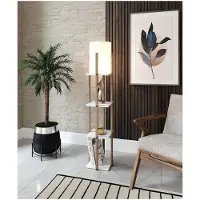 Opviq , Nora - White, lampadaires, blanc, en MDF, 21 x 21 x 135 cm