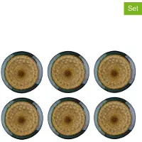 Bjorn Lot De 6 Assiettes Plates En Grès Marron D28