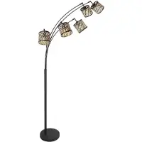Mexlite - lampadaire - Sumba - naturel noir - bambou métal - lampe arquée - E14 - 4493ZW