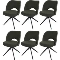 Mendler Lot de 6 chaises de salle à manger HWC-N72, chaise de cuisine rembourrée, pivotante Auto-Return, tissu/textile (420g/m²) Oeko-Tex vert
