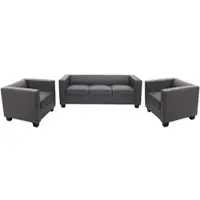 Mendler 3-1-1 Ensemble de canapés Loungesofa Lille similicuir, gris foncé