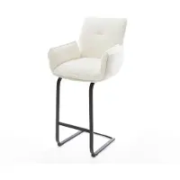 DELIFE Chaise-de-bar Nela-Flex Bouclé doux Beige Pied cantilever plat noir Noir