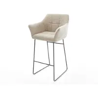 DELIFE Chaise-de-bar Yulo-Flex Tissu tissé doux Beige Pied trapèze noir Noir