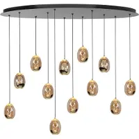Highlight Suspension Golden Egg Noir 12 lumières ovale
