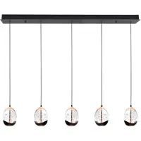 Highlight Suspension Clear Egg Noir 5 lumières droit
