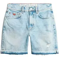 Superdry Mid Rise Cut Off Shorts Bleu 26 Femme