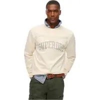 Superdry pour homme. M2014090A Athletic Ess Crew Sweatshirt off-white (L), Blanc, Casuel, Coton, Manche longue