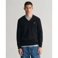 Gant pour homme. 87212 Pull à col en V noir (XXL), Casuel, Laine