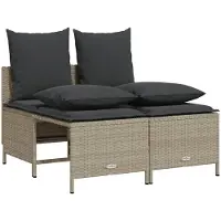 Syfax Salon de jardin 4 pcs avec coussins gris clair résine tressée