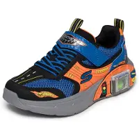 SKECHERS Baskets 'GARAGE' bleu / gris / orange foncé / noir