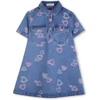 Billieblush Robe - Denim - Denim Blue av. Cœurs - - 4 ans (104) - Robe