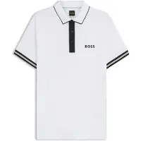 BOSS pour homme. 50559214 Polo Serve blanc (L), Casuel, Polyester, Manche courte