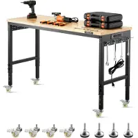 Vevor Établi Atelier Garage 1524 mm Table de Travail sur Roulettes à Hauteur Réglable
