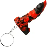 XR Brands Unisexe, Porte-clés, Feuer Dämon Silikon Schlüsselanhänger, Noir, Rouge