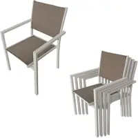 Happy Garden Salon De Jardin Bari En Textilène Taupe 8 Places - Aluminium Taupe