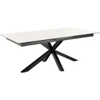 Ebuy24 Heaven table de salle à manger 100x200/240cm avec 1 plateau supplémentaires blanc.